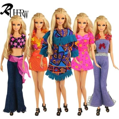 5 piece / lot New Super beautiful Autumn fashion casual wear clothes dress for barbie doll Free shipping