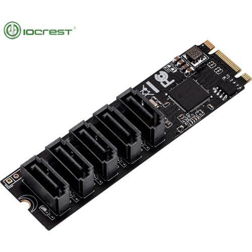 IOCREST M.2 (PCIe 3.0) to 5 Ports SATA III 6G ssd Adapter with sataIII cable SATA3.0 to m.2 pci-e