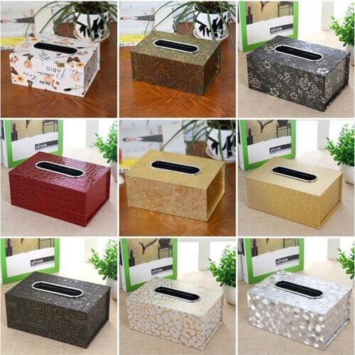 Popular 2020 European Leather Tissue Box Napkin Tray Box Medium Leather Car Tissue Boxes Holder Box Case Pouch Table Tissue