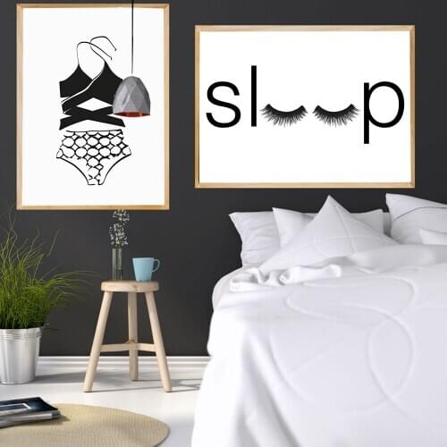 Black and White Simple Dress Poster Letter Sleep Wall Art HD Prints Modular Pictures Canvas Painting Home Decoration For Bedroom