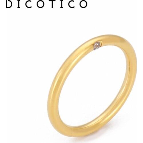 Simple Rings For Women Tri-Color Round Shiny Stainless Steel Zircon Mujer Anillos Women Wedding Bands Ring Jewelry Gift 2021