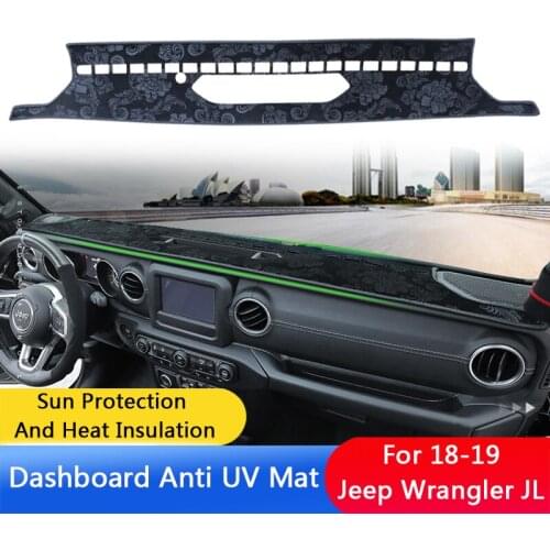 QHCP Anti-Slip Mat Dashboard Cover Protective Pad Sunshade Dashmat Carpet Car Accessories For Jeep Wrangler JL2018 2019