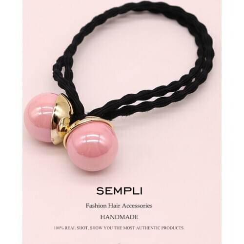 Sempli Pink Color High Quality Elastic Hair Bands for Womens Girls Gold Hair Loop Hair Rubber Band Elastico Capelli Headwear