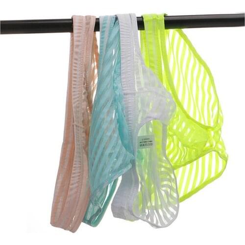 Men Briefs Ice Silk Summer New Ultra-thin Transparent Panties Sexy Quick-drying Breathable Mans Underwear Lingerie Underpants