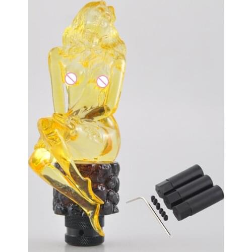 Custom Universal Sexy Lady Naked Goddess Yellow Crystal Clear Gear Shift Knob Shifter For Sedan Coupe SUV Truck Wagon Hatchback