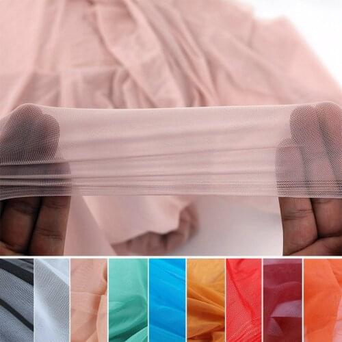 High-elastic Ultrafine Nylon Net fabric Nude Flesh color 4 Way Stretch Spandex Mesh Underwear Stockings Knit BY YARD