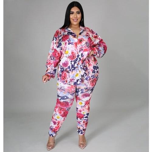 3XL 4XL Plus Size Dashiki African Two Piece Set Autumn Long Sleeve Blouse Shirt And Pants Fashion Print Matching Office Lady Set