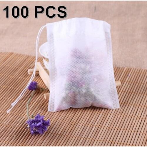 100pcs 5X7 cm Disposable Drawstring Empty Tea Bags For Tea Bag Food Grade Non-woven Fabric Paper Coffee Filters Teabags Teaware