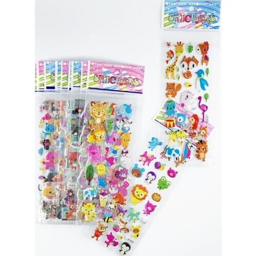 12 Sheets/Set 3D Cute Cartoon Animal Stickers Funny Toy For Children On Scrapbook Phone Laptop Gifts Cat Dog Sticker