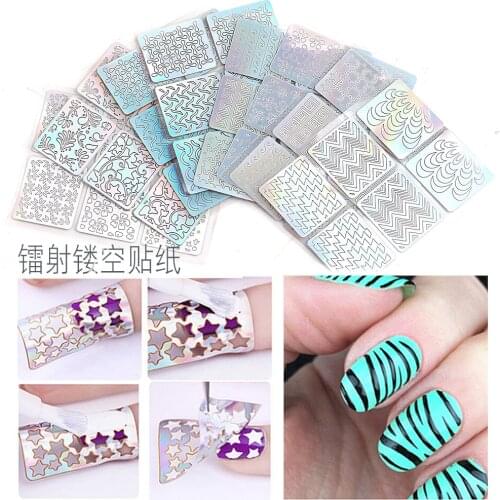 24sheet/set Hollow Nail Sticker Stylish Self-adhesive Manicure Sticker Nail Art Accessory