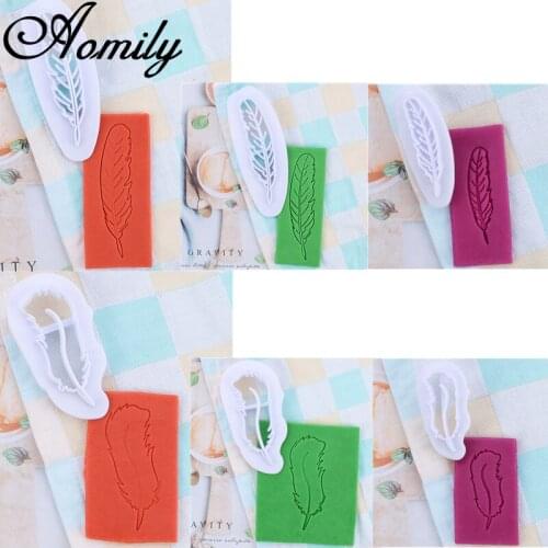 Amoliy Feather Cookies Cutter Mold Fondant Cake Biscuit Embossing Mould Sugar Craft Dessert Baking Cake Decorating Tools Cutter