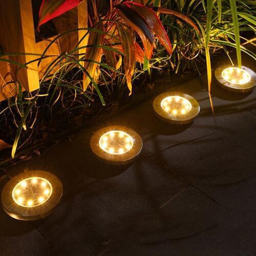BEIAIDI 4/8/12PCS Solar Powered Ground Light 8 LED Outdoor Landscape Pathway Solar Buried Floor Light arden Solar Disk Deck Lamp