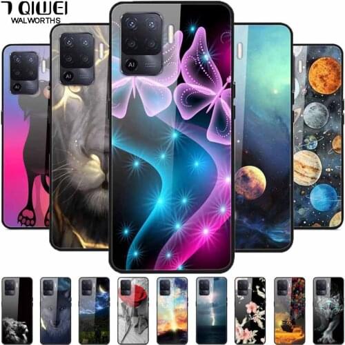 For Oppo Reno5 Lite Case 6.43'' Tempered Glass Protective Hard Back Cover for Oppo Reno 5 Lite Case 2021 Reno5Lite Fashion Capa