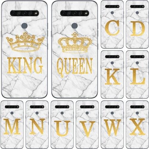 Phone Case For LG Q70 V60 Q51 Q61 K61 K51 Stylo 6 Stylo6 White Marble Golden English Letter Fashion Name Back Cover Shell