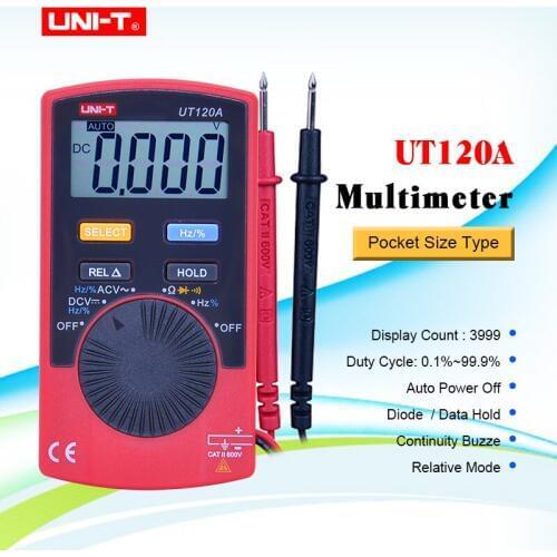 Mini Digital Multimeter UNI-T UT120A Digital LCD Palm Size Auto Range Multimeter DC AC Pocket