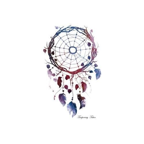 Color Dreamcatcher Feather Leaves Tattoos Stickers Women Body Waist Arm Art Tattoos Temporary Girls Butterfly Tatoos Rose Chains