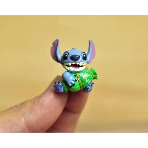 Disney 6pcs/lot 3cm Holding Candy Lilo And Stitch Figure Toys Pvc Model Doll Figurine Collection Room Cake Diy Decoration