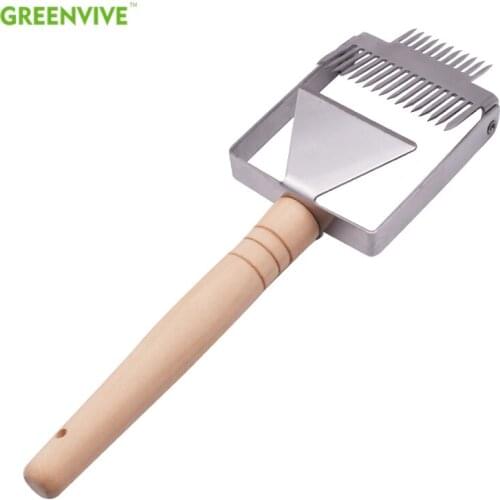 Double-ended fork stainless steel Honey comb Uncapping Fork Honey Scraper Wooden Handle Beekeeping Tool