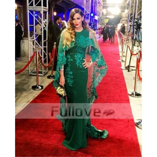 Elegant Emerald Green Sheer Evening Dress Long 2019 Appliques Mermaid Formal Party Gown Vestidos De Fiesta Abendkleider