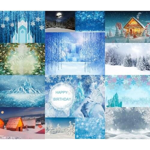 Childrens Fairy Forest Photography Backdrop Frozen Ice Crystal Palace Castle Birthday Party Backgrounds for Kids Photography