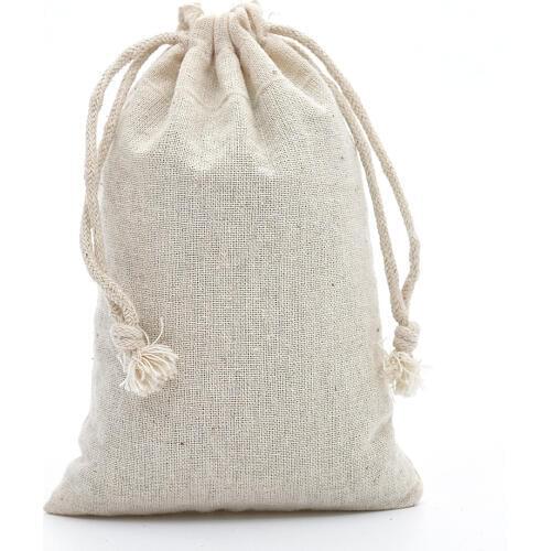 50 3.9"x5.9" Plain Calico Cotton Muslin Drawstring Gift Bags Wedding Party Favor Pouch Cotton Gift Bag for Tea Herb Wholesale