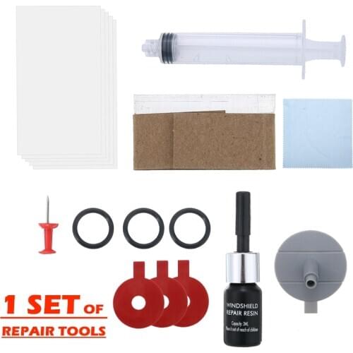 1set Car Auto Windshield Repair Tool Glass Nano Crack Repair Fluid Windshield Repair Film Rubber Ring Tools Kit Accessories