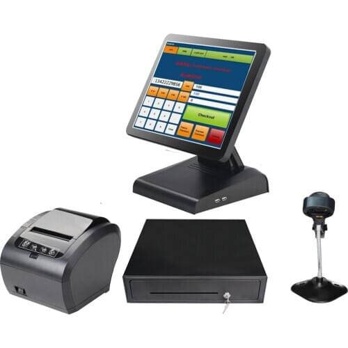 Whole set POS system for bar POS machine and termina 15'' touch screen Point of Sale cashier a full set Cash Register