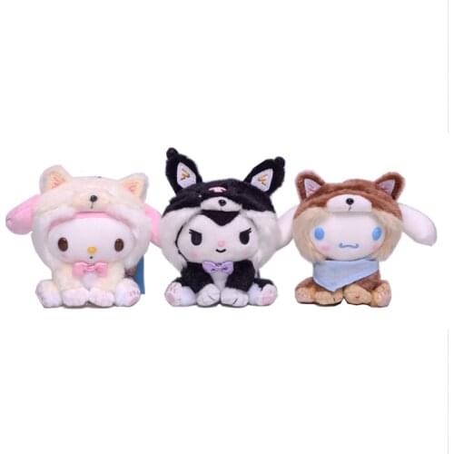 Kawaii Kuromi Plush Toy Cute Cartoon My Melody Cinnamoroll Cos Shiba Inu Plush Stuffed Doll Pendant Girl Toy Birthday Gift