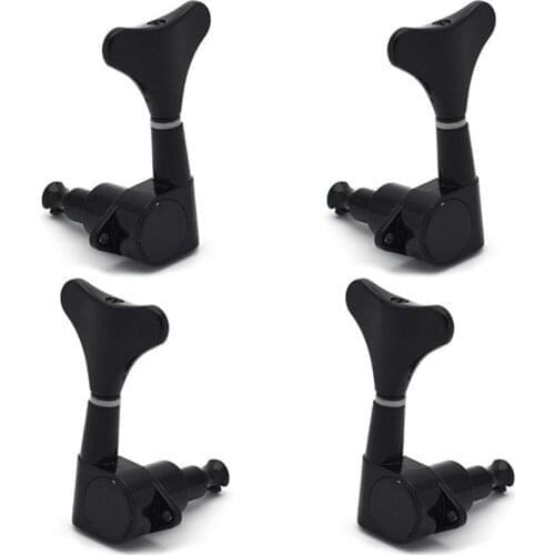 Bass Tuning Pegs Black Metal Enclosed Full Sealed Bass Tuner Machine Heads Knobs 4 Strings Bass Parts Accessories