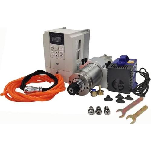 AC220V 2.2kw water-cooled spindle kit, 80 * 225 2.2kw CNC spindle motor, VFD frequency converter and 80mm bracket, 80W water pum