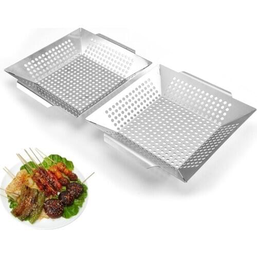 30 Pcs Vegetable Grill Basket for Grilling Veggies,Fish,Meat,Kabob Stainless Steel BBQ Accessories Camping Cookware Wholesale K2