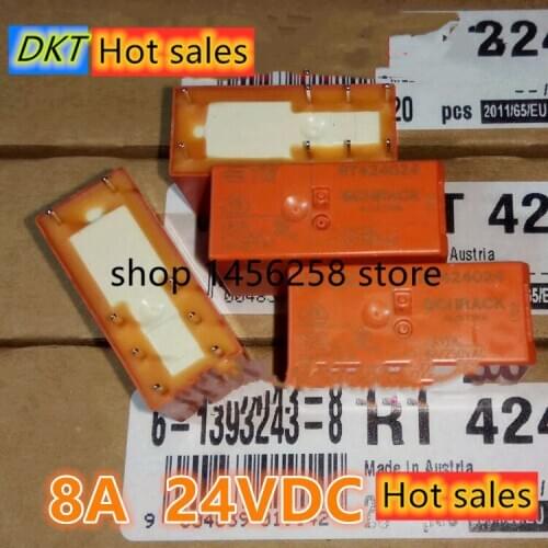 Kostenloser versand lot (5 teile/los) 100% Original Neue TE SCHRACK RT424005 5VDC RT424012 12VDC RT424024 24VDC 8A250VAC 8 PINS