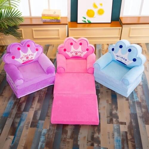 Kids Small Chair Sitting Seat Children Baby Cartoon Animals Plush Soft Comfortable Sofa 115cm Folding Bed Cover Detachable