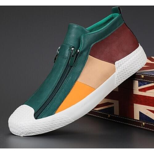 New Autumn Green Fashion Mens Shoes Casual Splicing Zip Luxury Sneakers Outdoor Trainers Shoes Men Sneakers zapatillas de hombre