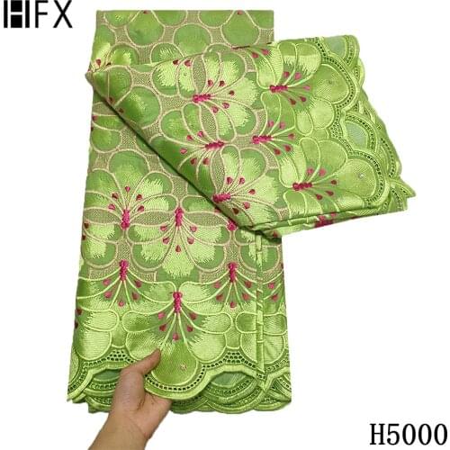 HFX 2021 green Nigerian Laces Fabric High Quality African Swiss Voile Laces In Switzerland Laces Fabric For Wedding Dress H5000
