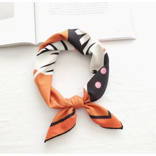 Luna&Dolphin Silk Square Scarves 50x50cm Literary Illustration Bandana Vintage Little Donkey Red Headbands Scarf Girl Wristband