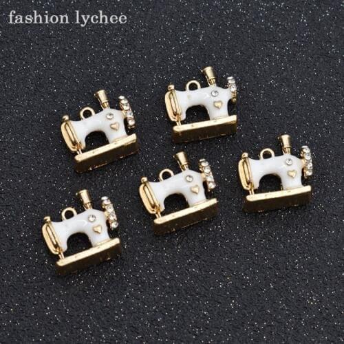 Fashion lychee Creative Simulate Sewing Machine Shape Oil Drop Pendant For Women Necklace Bracelet Jewelry DIY Making