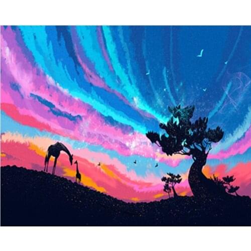 Night sky Scenery 40×50CM DIY Painting By Numbers Hand Painted Oil Painting Adult Child Picture Colouring Home Decor Unique Gift