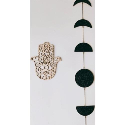 Black Gold Moon Phase Wall Hanging Boho Home Chic Moon Garland Decor Boho Moon Cycle Decor Home Wall Ornaments