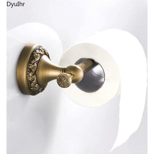 DyuIhr European-style wall-mounted paper towel rack copper material antique copper craft roll paper rod bathroom accessories