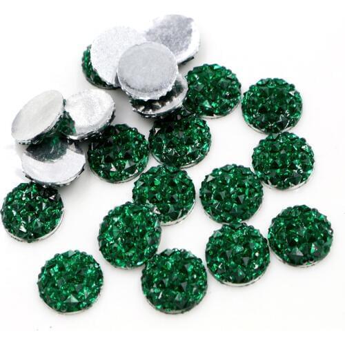 New Fashion 40pcs 12mm Green Color Flat back Resin Cabochons Cameo G7-35