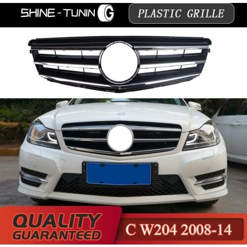 Front grille Suitable for C class W204 Grill silver Bumper Grille 2008-2014 C180 C200 C250 C300 C350 with logo A2048800023