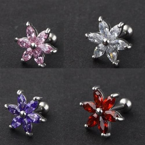 Stainless Steel Silver Ear Cartilage Earrings for Women Girls Tragus Helix Earring Cute Conch Flat Back Piercing Jewelry