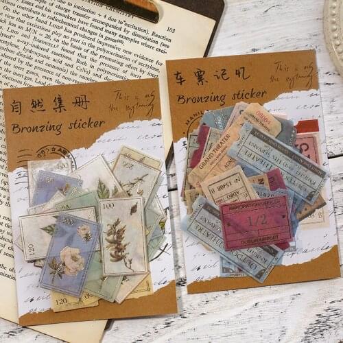Retro Stamp Bronzing Painting Stickers set Decorative Scrapbook Sticker Album Diy Diary Album Stick Label Scrapbooking Sticker