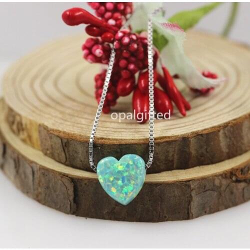 High quality suppliers 925 sterling silver jewelry Fashion Jewelry Synthetic 10mm Opal Heart OP03 Light Green Fire Opal pendants