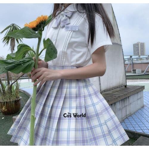 [Hoshino] Girls Japanese Summer High Waist Pleated Plaid Skirts Women Dress For JK School Uniform Students Cloths
