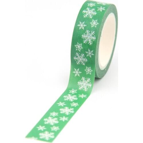 1PC 15mm*10m Kawaii Christmas Snow Green Washi Tapes for Scrapbooking Stickers Adhesive Masking Tapes Stationery