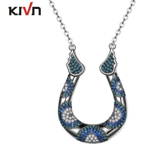 Womens Fashion Jewelry Horseshoe Evil eye Pave CZ Cubic Zirconia Pendant Necklaces for Girls Christmas Gifts 10pcs Lot Wholesale