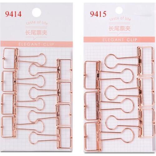 2 size rose gold hollowed out design binder clip for office school paper organizer stationery supply decorative metal clips