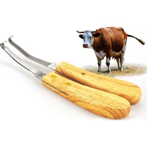 2 Pcs Wooden Horse Cattle Hoof Knife Scissors Handed Repair Neat Foot Double Edge Goat Sheep Pig Castration Veterinary